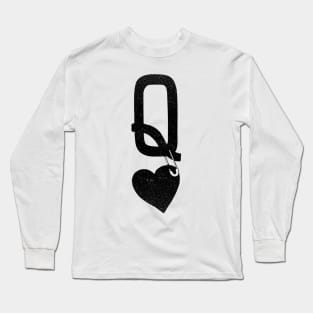 Queen Of Hearts Poker Black by Tobe Fonseca Long Sleeve T-Shirt